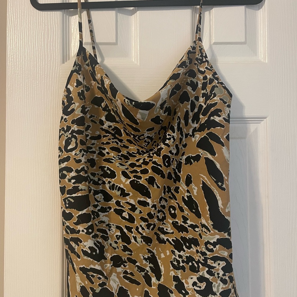 Topshop Black and Tan Animal Print Camisole